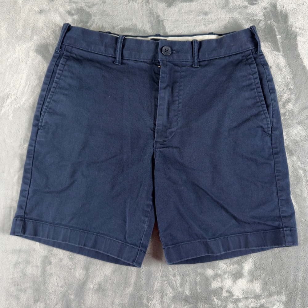 J.Crew Navy Blue Chino Shorts 7 Inch Inseam Size 29 Flat Front Cotton Twill